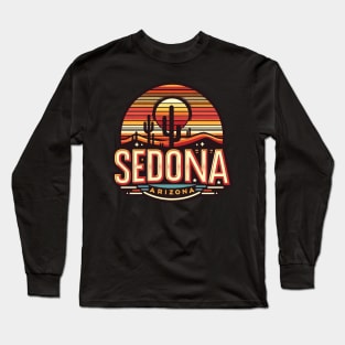 Vintage Sedona Arizona Sunset - Retro Desert Art Long Sleeve T-Shirt